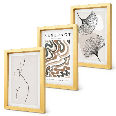 Komplet slika u okviru Apstraktni poster ženstvenih oblika lišća u boho stilu