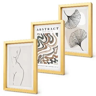Komplet slika u okviru apstraktni posteri s motivom lišća u boho stilu