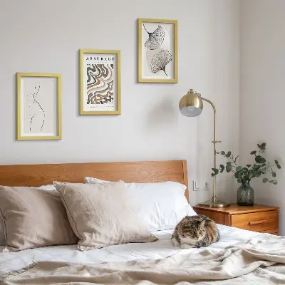 Komplet slika u okviru apstraktni posteri s motivom lišća u boho stilu