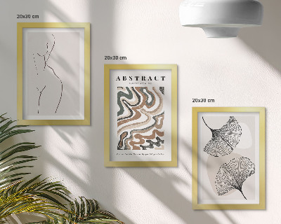 Komplet slika u okviru Apstraktni poster ženstvenih oblika lišća u boho stilu