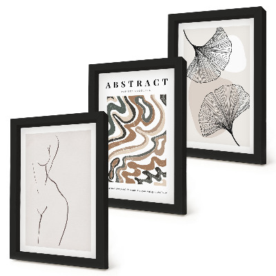 Komplet slika u okviru Apstraktni poster ženstvenih oblika lišća u boho stilu