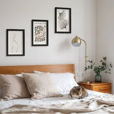 Komplet slika u okviru apstraktni posteri s motivom lišća u boho stilu
