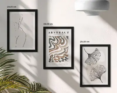 Komplet slika u okviru apstraktni posteri s motivom lišća u boho stilu
