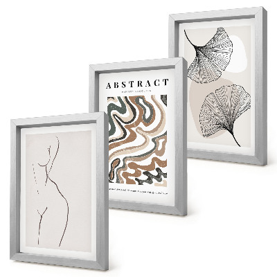 Komplet slika u okviru Apstraktni poster ženstvenih oblika lišća u boho stilu