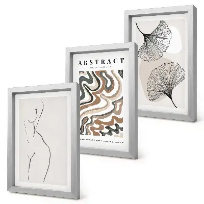 Komplet slika u okviru apstraktni posteri s motivom lišća u boho stilu