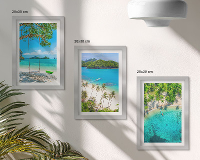 Komplet slika u okviru Tropske plaže s palmama i kristalno čistim morem