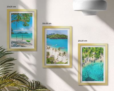 Komplet slika u okviru Tropske plaže s palmama i kristalno čistim morem