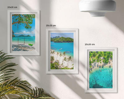 Komplet slika u okviru Tropske plaže s palmama i kristalno čistim morem