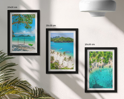Komplet slika u okviru Tropske plaže s palmama i kristalno čistim morem