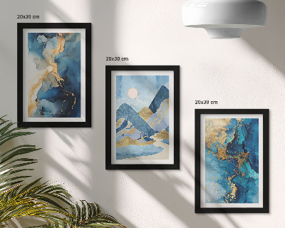 Zidna galerija slika Plave planine s elementima apstraktnog uzorka