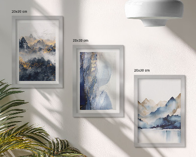 Zidna galerija slika Planinski krajolici s plavim i sivim tonovima