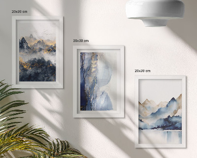 Zidna galerija slika Planinski krajolici s plavim i sivim tonovima