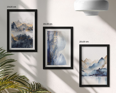 Zidna galerija slika Planinski krajolici s plavim i sivim tonovima