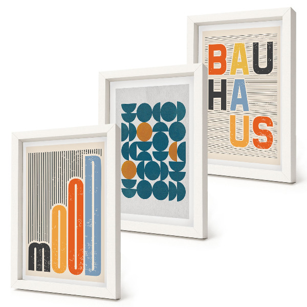 Set 3 slike u okviru Plakati s geometrijskim uzorcima u Bauhaus stilu
