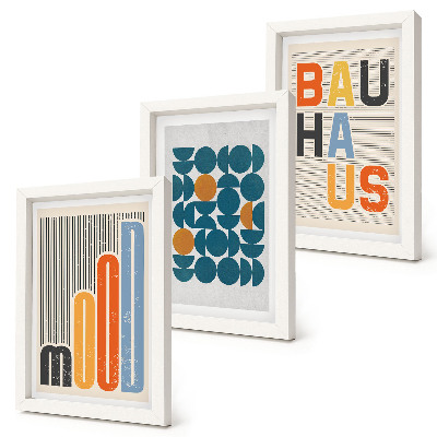 Set 3 slike u okviru Plakati s geometrijskim uzorcima u Bauhaus stilu