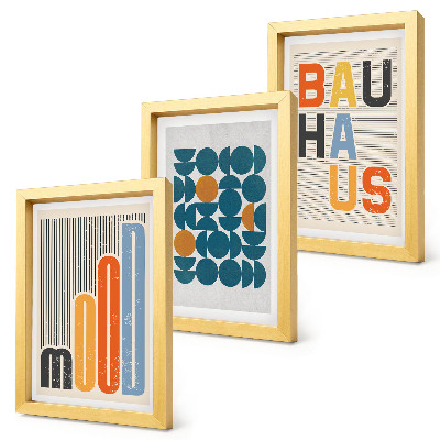 Set 3 slike u okviru Plakati s geometrijskim uzorcima u Bauhaus stilu
