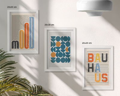 Set 3 slike u okviru Plakati s geometrijskim uzorcima u Bauhaus stilu