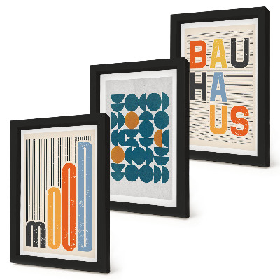 Set 3 slike u okviru Plakati s geometrijskim uzorcima u Bauhaus stilu