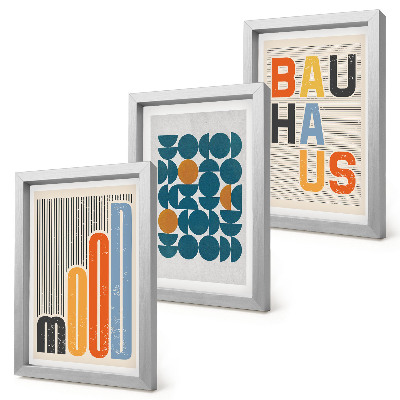 Set 3 slike u okviru Plakati s geometrijskim uzorcima u Bauhaus stilu