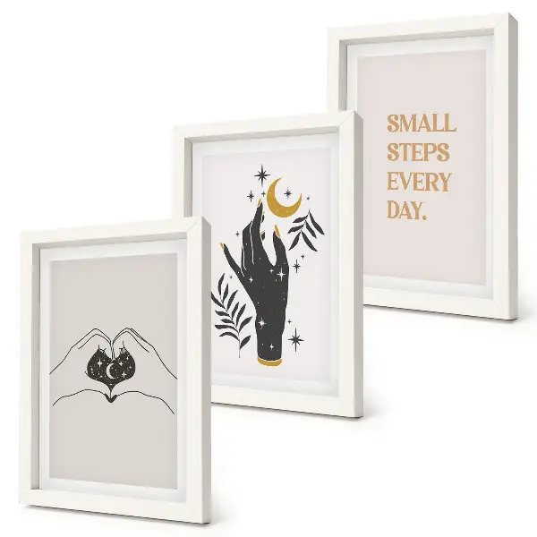 Set od 3 slike u okviru minimalističke ilustracije s boho tekstom