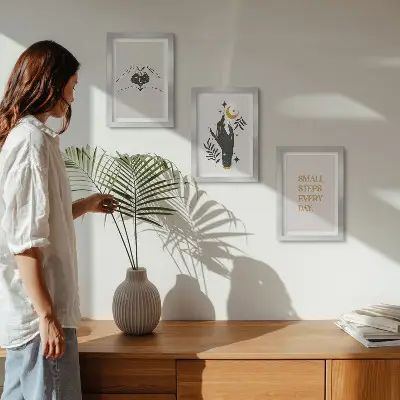 Set od 3 slike u okviru minimalističke ilustracije s boho tekstom