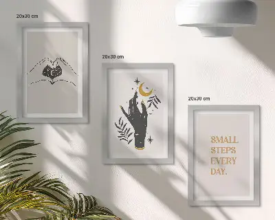 Set od 3 slike u okviru minimalističke ilustracije s boho tekstom