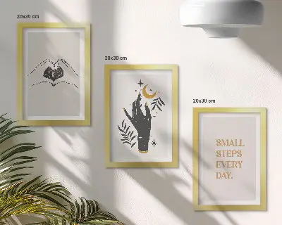 Set od 3 slike u okviru minimalističke ilustracije s boho tekstom