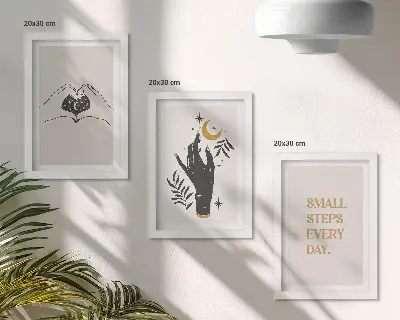 Set od 3 slike u okviru minimalističke ilustracije s boho tekstom