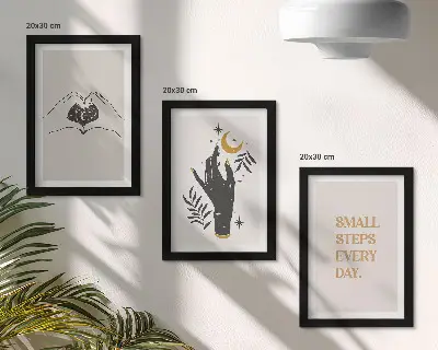 Set od 3 slike u okviru minimalističke ilustracije s boho tekstom