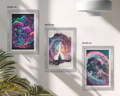 Set 3 slike u okviru Šarene ilustracije u stilu fantasy arta