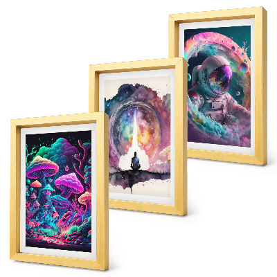 Set 3 slike u okviru Šarene ilustracije u stilu fantasy arta