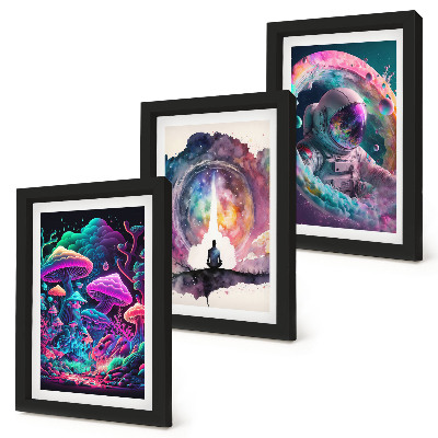 Set 3 slike u okviru Šarene ilustracije u stilu fantasy arta