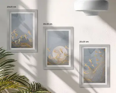 Zidna galerija slika ptice u letu ispred neba i mjeseca