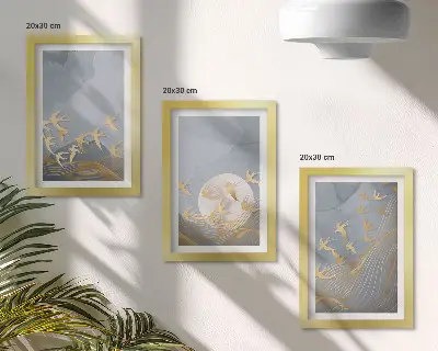 Zidna galerija slika ptice u letu ispred neba i mjeseca