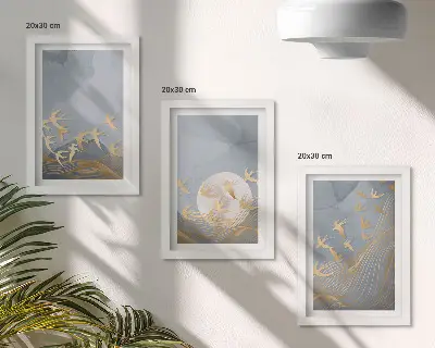 Zidna galerija slika ptice u letu ispred neba i mjeseca
