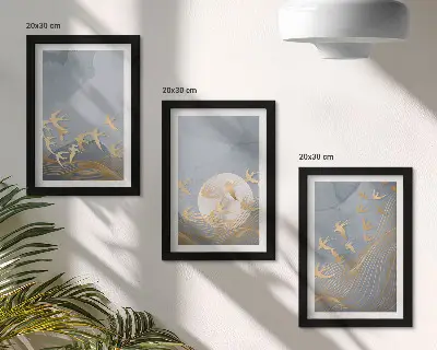 Zidna galerija slika ptice u letu ispred neba i mjeseca
