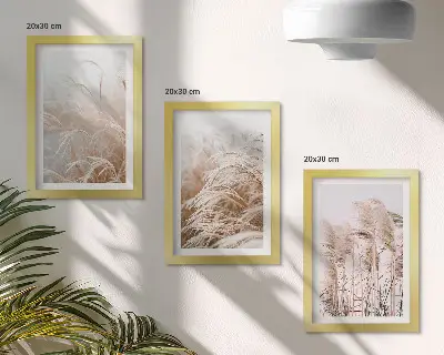 Komplet slika u okviru polja trave u nježnim nijansama smeđe i bež boje