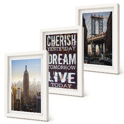 Set 3 slike u okviru Krajolici New Yorka s inspirativnim citatom