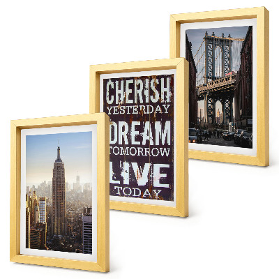 Set 3 slike u okviru Krajolici New Yorka s inspirativnim citatom