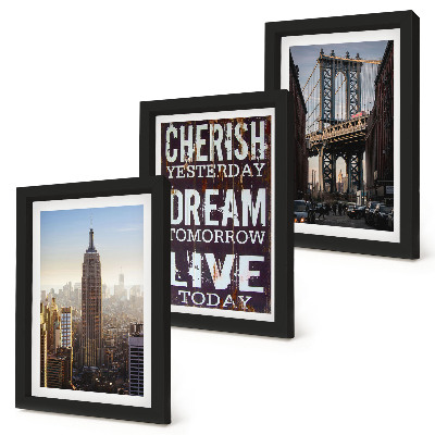 Set 3 slike u okviru Krajolici New Yorka s inspirativnim citatom