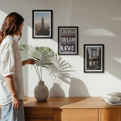 Set 3 slike u okviru Krajolici New Yorka s inspirativnim citatom