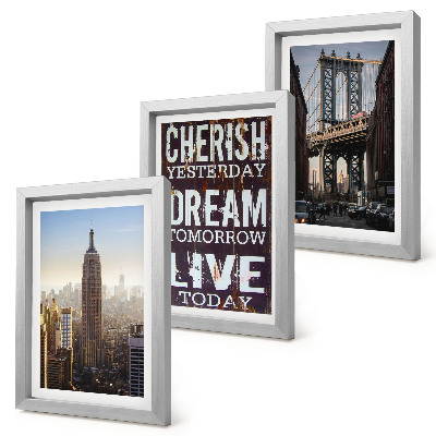 Set 3 slike u okviru Krajolici New Yorka s inspirativnim citatom