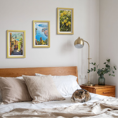 Zidna galerija slika Slikovite primorske ulice s pogledom na more i limune