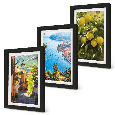 Zidna galerija slika Slikovite primorske ulice s pogledom na more i limune