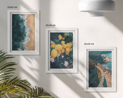 Set 3 slike u okviru Morska plaža limuni planinski krajolik obalna cesta