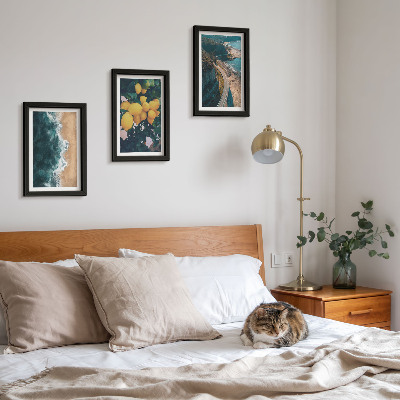 Set 3 slike u okviru Morska plaža limuni planinski krajolik obalna cesta