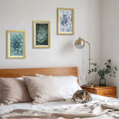 Komplet slika u okviru s motivom sukulentnih biljaka u nijansama zelene i tirkizne boje