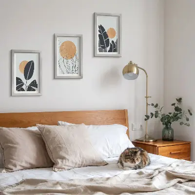 Komplet slika u okviru biljni uzorci s velikim suncima u minimalističkom stilu