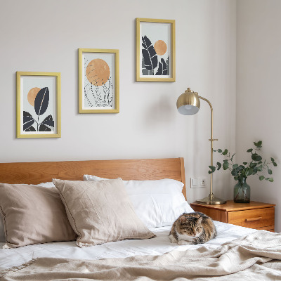 Komplet slika u okviru Biljni uzorci s velikim suncima, minimalistički stil