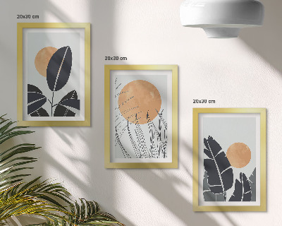 Komplet slika u okviru Biljni uzorci s velikim suncima, minimalistički stil